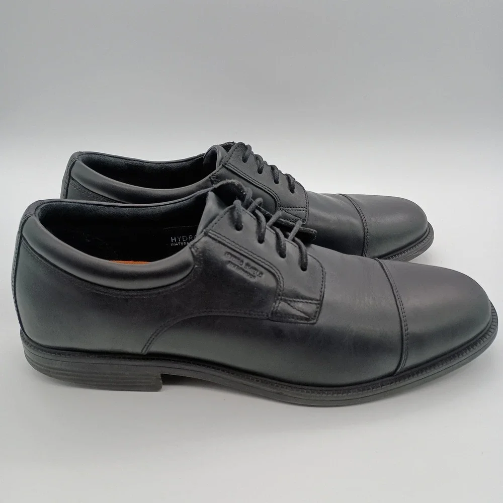 Rockport Black Leather Cap Toe Oxfords Mens Size 11‎ Hydro-Shield Waterproof
